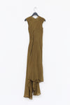 Marc Le Bihan Silk Chest Knot Tail Dress Collection Vegetable Dye MLB-2132-GANLANLV Olive Green